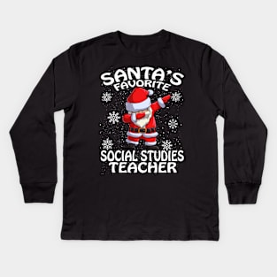 Santas Favorite Social Studies Teacher Christmas Kids Long Sleeve T-Shirt